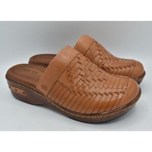 Born Womens Size 8 Yucatan Natural Full Grain Leather Slip On Clogs Mules Shoes